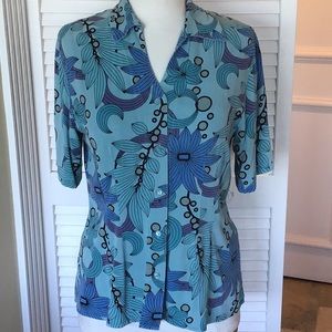 Tianello button down,blue print, short sleeve. S